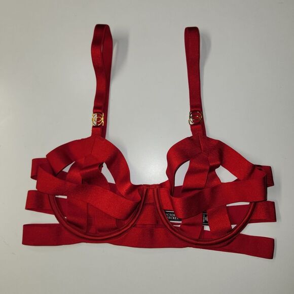 Victoria’s Secret Very Sexy Red Strappy Open Cup Balconet Bra 36C - Picture 4 of 10